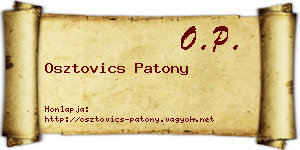 Osztovics Patony névjegykártya